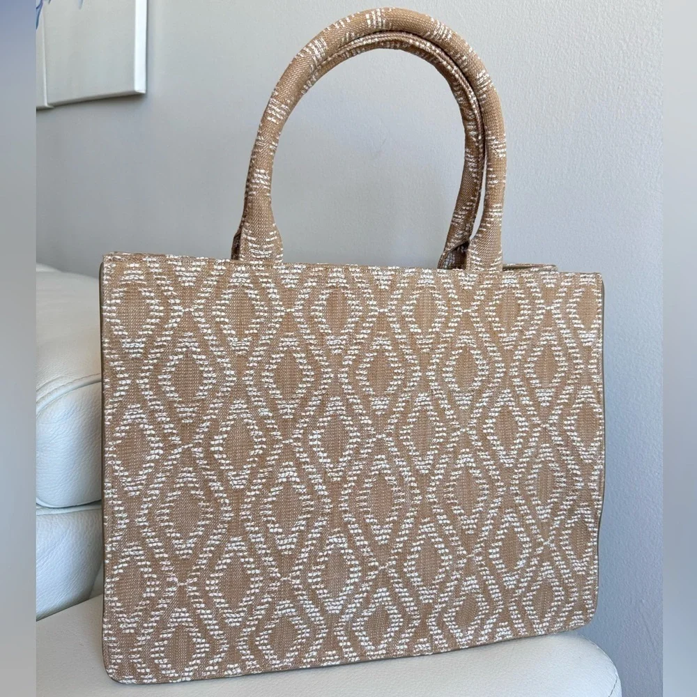 NWT MAJE Patterned Tote in Tobacco